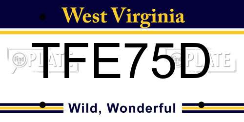 TFE75D West Virginia License Plate