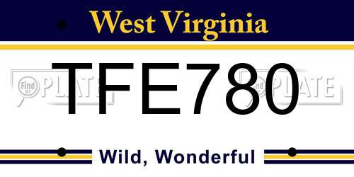 TFE780 West Virginia License Plate