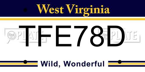 TFE78D West Virginia License Plate