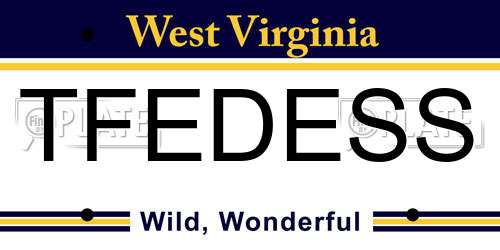 TFEDESS West Virginia License Plate