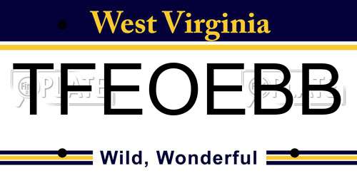 TFEOEBB West Virginia License Plate