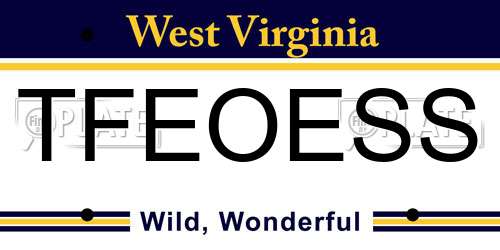 TFEOESS West Virginia License Plate
