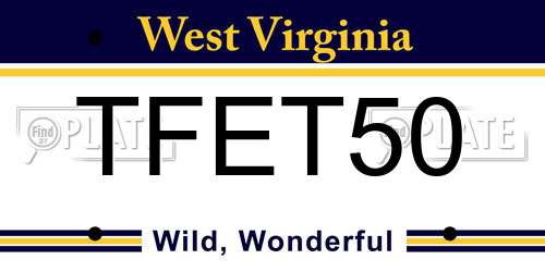 TFET50 West Virginia License Plate