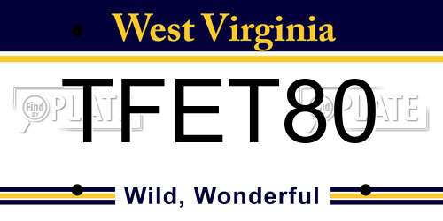 TFET80 West Virginia License Plate