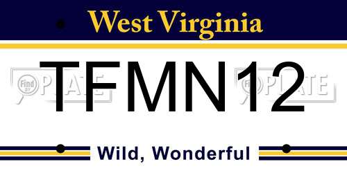 TFMN12 West Virginia License Plate