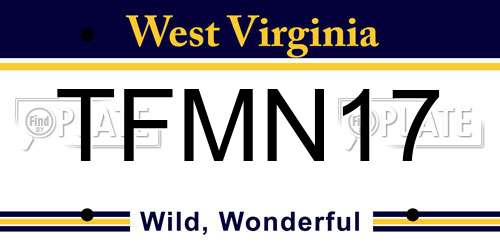 TFMN17 West Virginia License Plate
