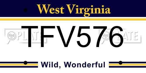 TFV576 West Virginia License Plate