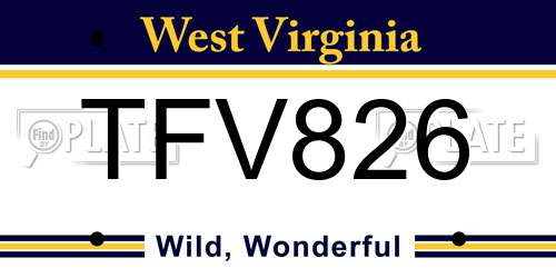 TFV826 West Virginia License Plate