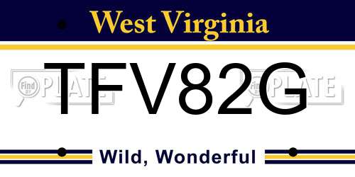 TFV82G West Virginia License Plate