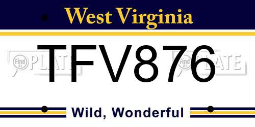 TFV876 West Virginia License Plate