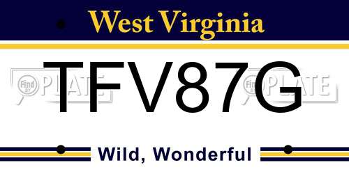 TFV87G West Virginia License Plate