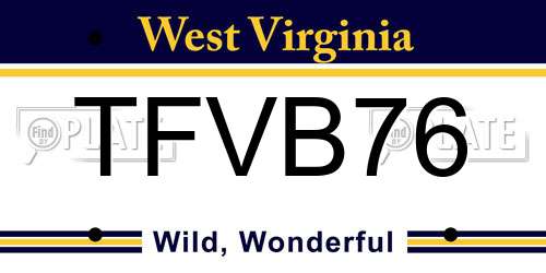 TFVB76 West Virginia License Plate