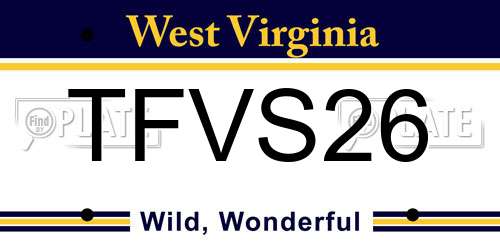 TFVS26 West Virginia License Plate