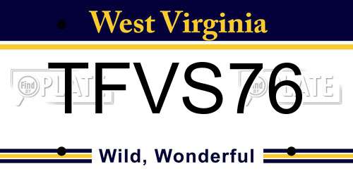 TFVS76 West Virginia License Plate