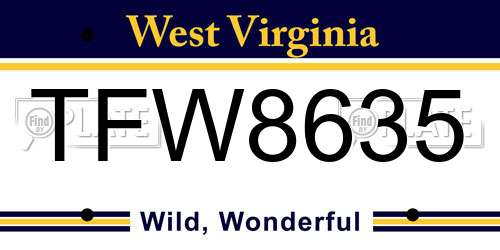 TFW8635 West Virginia License Plate