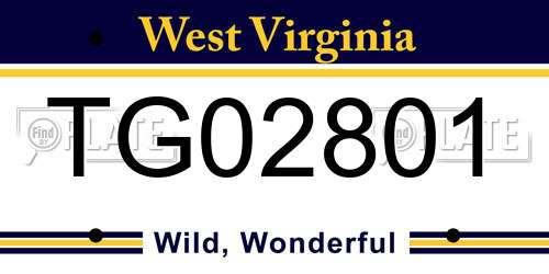TG02801 West Virginia License Plate