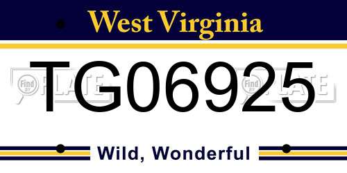TG06925 West Virginia License Plate