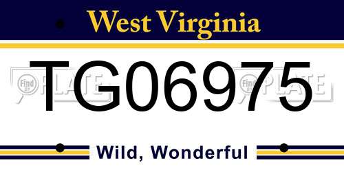 TG06975 West Virginia License Plate