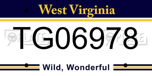 TG06978 West Virginia License Plate