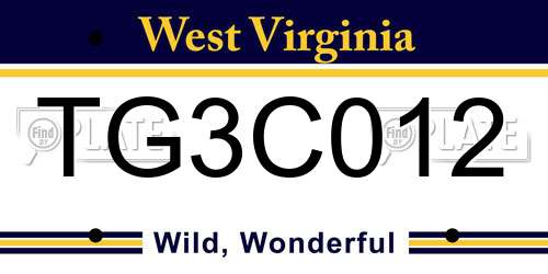 TG3C012 West Virginia License Plate