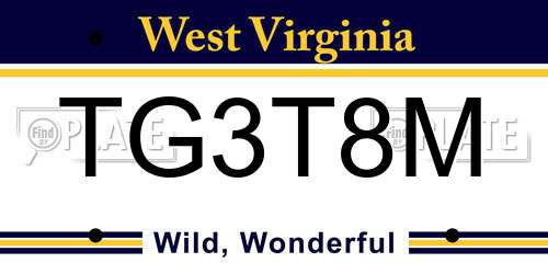 TG3T8M West Virginia License Plate