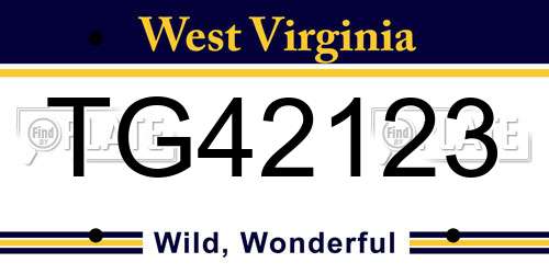 TG42123 West Virginia License Plate