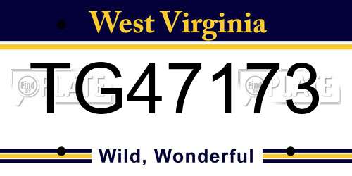 TG47173 West Virginia License Plate