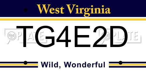 TG4E2D West Virginia License Plate