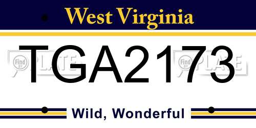 TGA2173 West Virginia License Plate