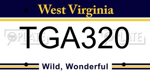 TGA320 West Virginia License Plate