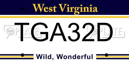 TGA32D West Virginia License Plate