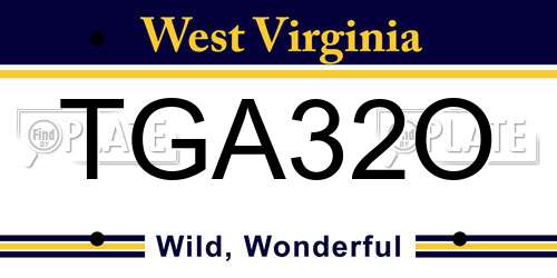 TGA32O West Virginia License Plate