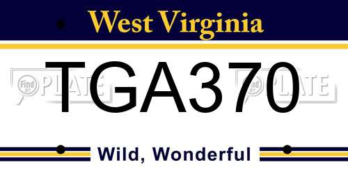 TGA370 West Virginia License Plate