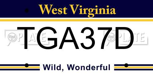 TGA37D West Virginia License Plate