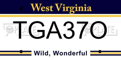 TGA37O West Virginia License Plate