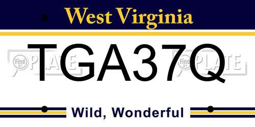 TGA37Q West Virginia License Plate