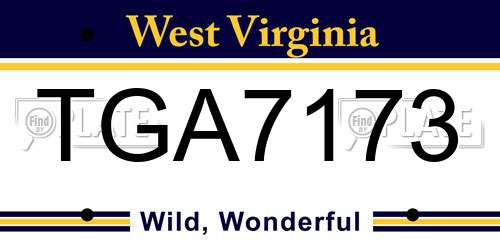 TGA7173 West Virginia License Plate
