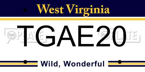 TGAE20 West Virginia License Plate
