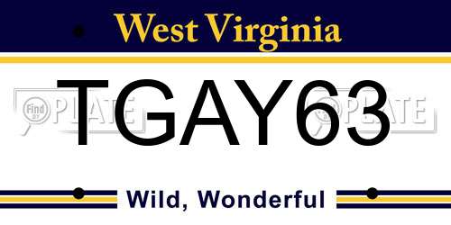 TGAY63 West Virginia License Plate