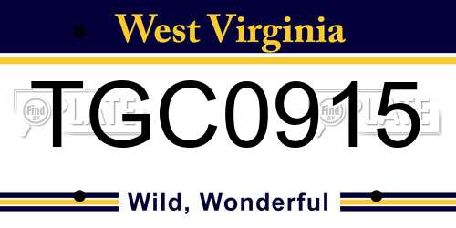 TGC0915 West Virginia License Plate