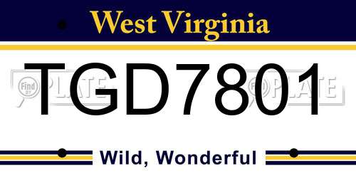 TGD7801 West Virginia License Plate
