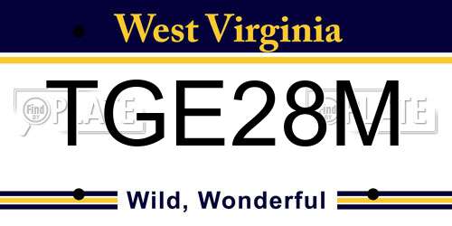 TGE28M West Virginia License Plate