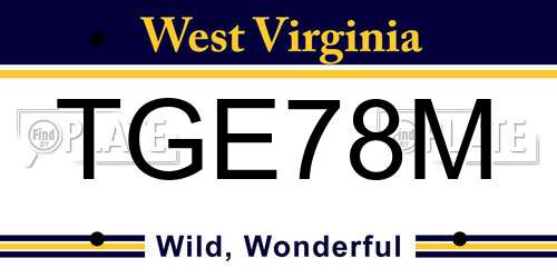 TGE78M West Virginia License Plate