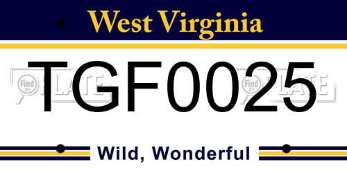 TGF0025 West Virginia License Plate
