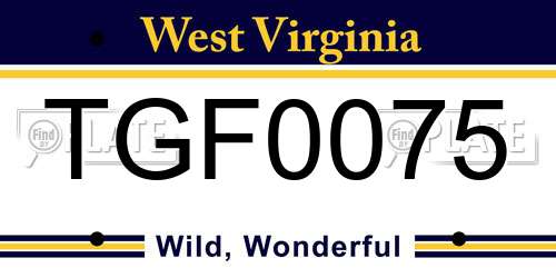 TGF0075 West Virginia License Plate