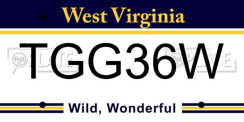 TGG36W West Virginia License Plate