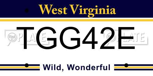 TGG42E West Virginia License Plate