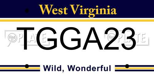 TGGA23 West Virginia License Plate