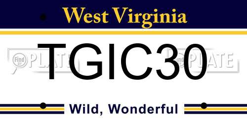 TGIC30 West Virginia License Plate
