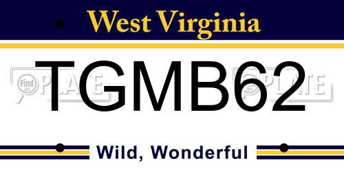 TGMB62 West Virginia License Plate